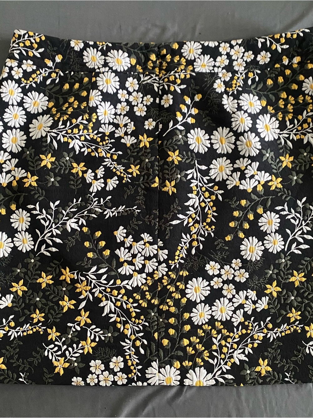 LOFT Black Mini Skirt with White & Yellow Floral Embroidery - Picture 2 of 4